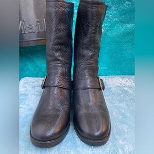 Fabianelli Studded Combat  Biker Boots Black Leather Zip Up & Snap Women’s Sz 38